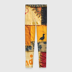 Леггинсы женские Пэчворк с птичкой, цвет: 3D-принт