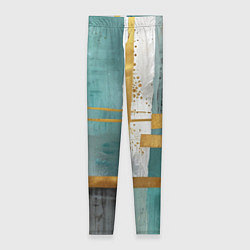 Леггинсы женские Узоры акварелью бирюзового и золотого цвета, цвет: 3D-принт