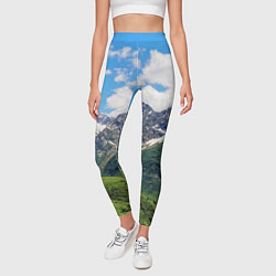 Леггинсы женские Домбай - горный пейзаж на Северном Кавказе, цвет: 3D-принт — фото 2