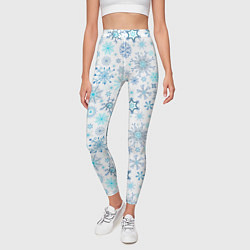 Леггинсы женские Бирюзовые снежинки, цвет: 3D-принт — фото 2