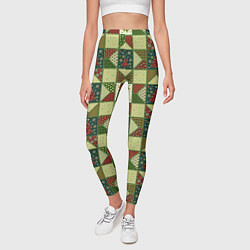 Леггинсы женские Лоскутный рождественский узор, цвет: 3D-принт — фото 2