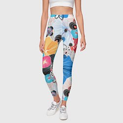 Леггинсы женские Цветы - абстрактные узоры, цвет: 3D-принт — фото 2