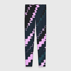 Леггинсы женские Тёмно-синий с розовым искажённые полосы, цвет: 3D-принт