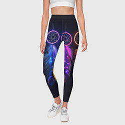 Леггинсы женские Ловцы снов - свечение перьев, цвет: 3D-принт — фото 2