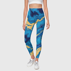 Леггинсы женские Синий мрамор с золотом, цвет: 3D-принт — фото 2
