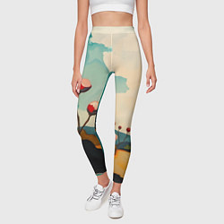 Леггинсы женские Сюрреалистичный пейзаж с цветами, цвет: 3D-принт — фото 2