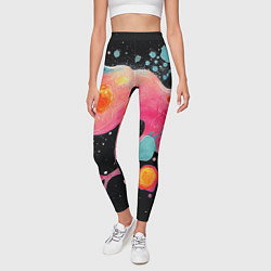 Леггинсы женские Розовая текстура в черном, цвет: 3D-принт — фото 2