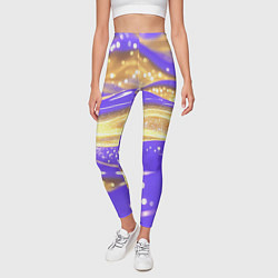 Леггинсы женские Фиолетово-золотая жидкая текстура, цвет: 3D-принт — фото 2