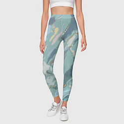 Леггинсы женские Холодный голубой абстракция, цвет: 3D-принт — фото 2