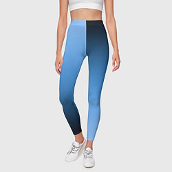 Леггинсы женские Градиент сине-голубой пополам, цвет: 3D-принт — фото 2