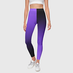 Леггинсы женские Чёрно-сиреневый градиент пополам, цвет: 3D-принт — фото 2