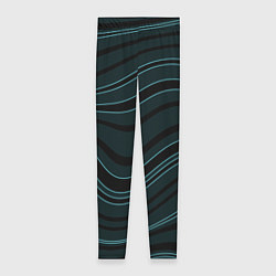 Леггинсы женские Тёмный синий волнистые полосы, цвет: 3D-принт