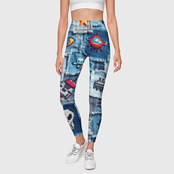 Леггинсы женские Пиксельный космос, цвет: 3D-принт — фото 2