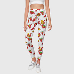 Леггинсы женские Русский народный орнамент в стиле росписей Северно, цвет: 3D-принт — фото 2