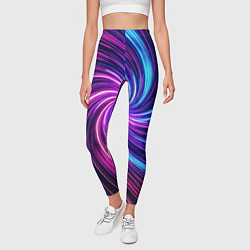 Леггинсы женские Неоновый вихрь из светящихся линий, цвет: 3D-принт — фото 2