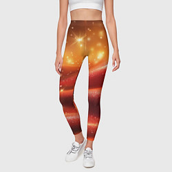 Леггинсы женские Красная волнистая текстура с блеском, цвет: 3D-принт — фото 2