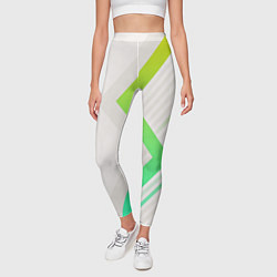 Леггинсы женские Color white line green, цвет: 3D-принт — фото 2