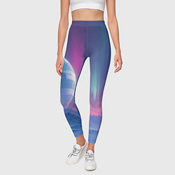 Леггинсы женские Неоновый космос северного сияния, цвет: 3D-принт — фото 2