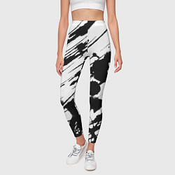 Леггинсы женские Брызги и штрихи черной краски, цвет: 3D-принт — фото 2