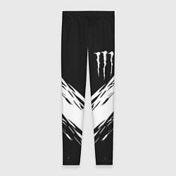 Леггинсы женские Monster energy белые полосы, цвет: 3D-принт