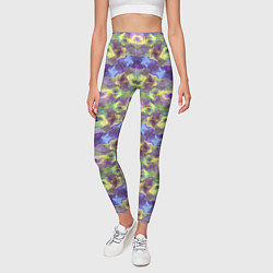 Леггинсы женские Неоновый акварельный орнамент икат, цвет: 3D-принт — фото 2