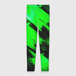Леггинсы женские Зеленые мазки краски на черном, цвет: 3D-принт