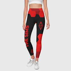 Леггинсы женские The Sims - red gradient вертикально, цвет: 3D-принт — фото 2