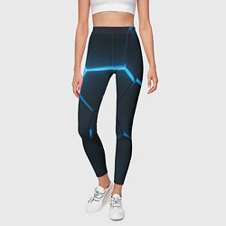 Леггинсы женские Черные плиты с синим светом, цвет: 3D-принт — фото 2