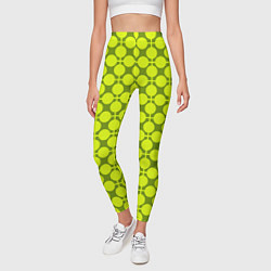 Леггинсы женские Желто зеленый неоновый узор ретро в горох, цвет: 3D-принт — фото 2