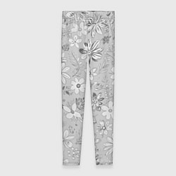 Женские легинсы Цветочный светло-серый паттерн
