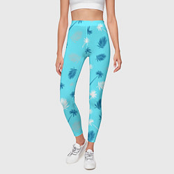 Леггинсы женские Текстура голубой гавайской рубашки, цвет: 3D-принт — фото 2
