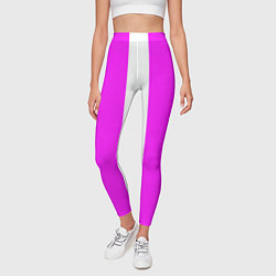 Леггинсы женские Color white pink line, цвет: 3D-принт — фото 2