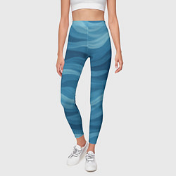 Леггинсы женские Камуфляжные синие волны, цвет: 3D-принт — фото 2