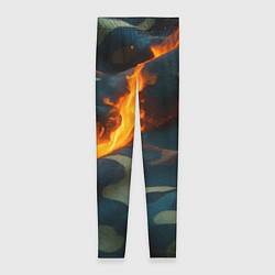 Женские легинсы Огонь на камуфляжной ткани