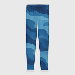 Леггинсы женские Синие волнистые линии в виде камуфляжа, цвет: 3D-принт