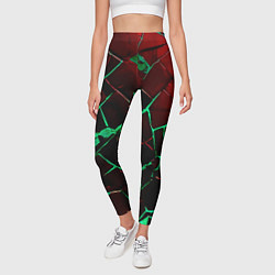 Леггинсы женские Битые плиты тёмно-красный с зелёным, цвет: 3D-принт — фото 2