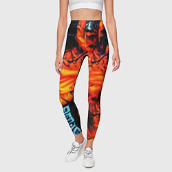 Леггинсы женские Абстрактная текстура рыжего пламени, цвет: 3D-принт — фото 2