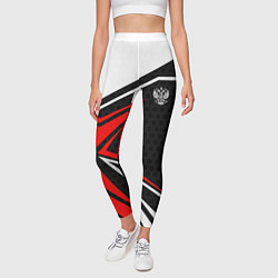 Леггинсы женские Герб России - красный спортивный, цвет: 3D-принт — фото 2