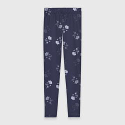 Леггинсы женские Цветочный узор синий, цвет: 3D-принт