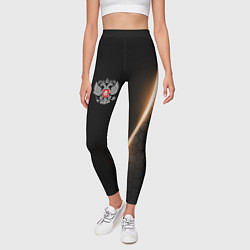 Леггинсы женские Герб России и неоновая линия, цвет: 3D-принт — фото 2