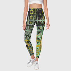 Леггинсы женские Абстрактная зелено-черная текстура, цвет: 3D-принт — фото 2