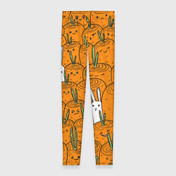 Леггинсы женские Милый кролики в морковном поле, цвет: 3D-принт