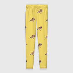Леггинсы женские Утка мандаринка на желтом - паттерн, цвет: 3D-принт