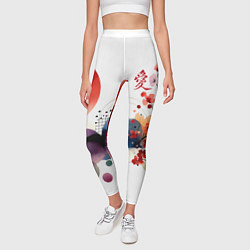 Леггинсы женские Абстрактный Японский паттерн и иероглиф любовь, цвет: 3D-принт — фото 2