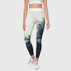 Леггинсы женские Чёрно-синие абстрактные краски, цвет: 3D-принт — фото 2