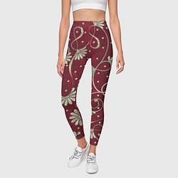 Леггинсы женские Красный бархат, цвет: 3D-принт — фото 2