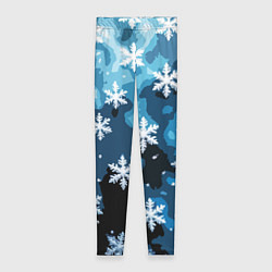 Леггинсы женские Стилизованный паттерн со снежинками тёмно-синий, цвет: 3D-принт