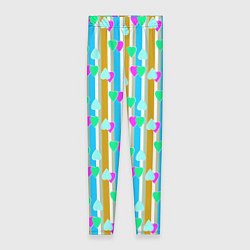 Леггинсы женские Полосатый с сердечками ретро в горошек, цвет: 3D-принт