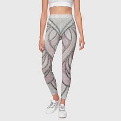 Леггинсы женские Нежно розовый орнамент из перьев, цвет: 3D-принт — фото 2