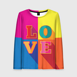 Лонгслив женский Love three-dimensional letters, цвет: 3D-принт